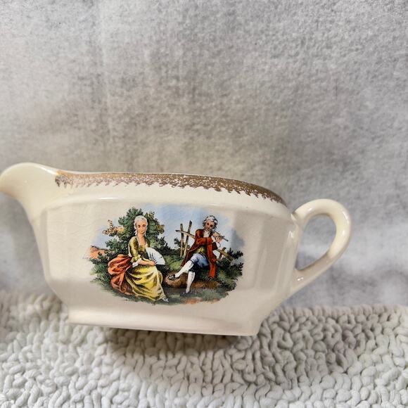 Cronin China Creamer or Gravy Boat & Lidded Sugar Bowl Minerva OH CO12 Gold Whit - Picture 2 of 16